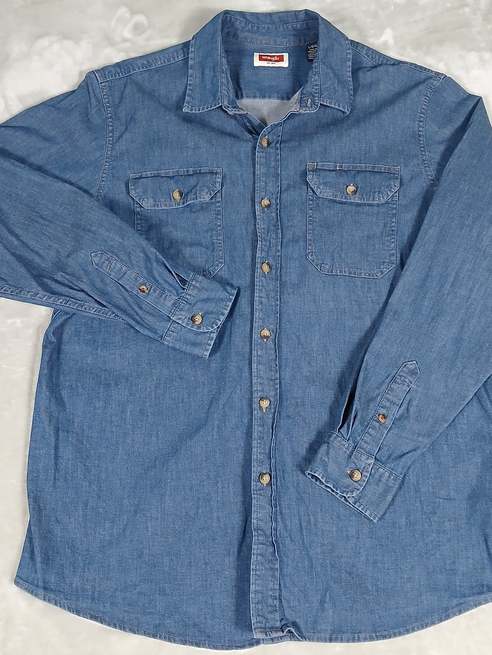 Wrangler Denim Shirt L Men's Long Sleeve